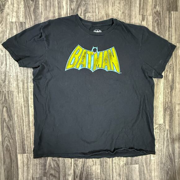 Batman TV Logo T-Shirt XL Black DC Comics 100% Cotton Retro Superhero Tee - Picture 1 of 5